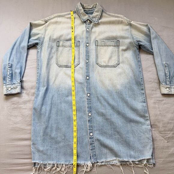GRLFRND Shaun Denim Oversized Shirt Dress Size XS Tangled Up Pearl Snaps US Made - Picture 5 of 11